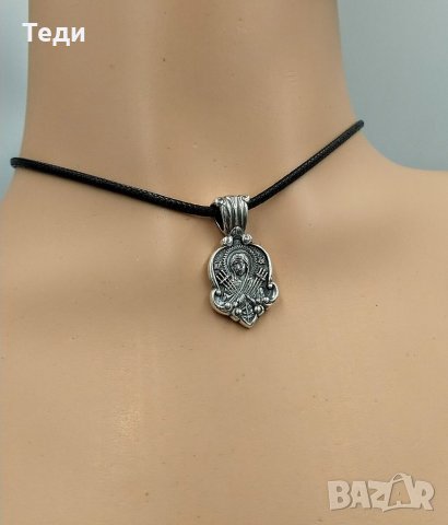 Сребърен медальон със Света Богородица Седмострелна,с връзка, снимка 5 - Колиета, медальони, синджири - 32244694