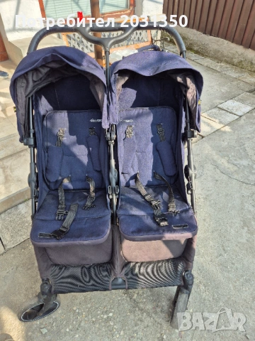 количка за близнаци EasyGo Domino-тъмно синя