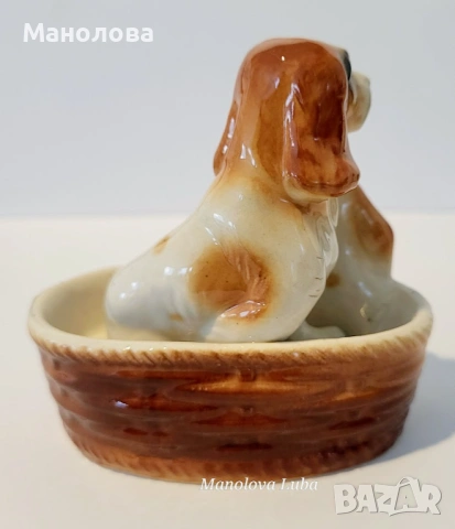 Винтидж японски порцеланова фигурка, кученца Шпаньол, снимка 4 - Колекции - 53123677