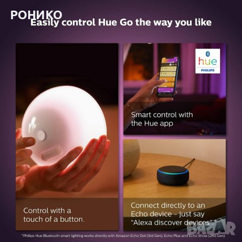 Philips HUE Настолна лампа Hue Go Бял RGB, снимка 2 - Настолни лампи - 43117897