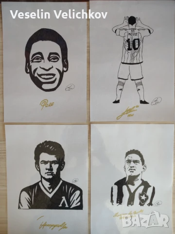 Ръчно рисувани и оцветени рисунки на футболисти и известни личности , снимка 2 - Декорация за дома - 51385698