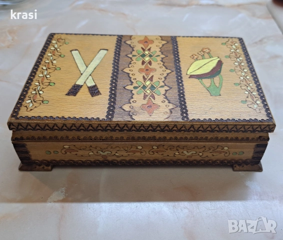 Дървена кутия за цигари / табакера, снимка 3 - Антикварни и старинни предмети - 53193446