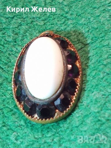 РЕТРО БРОНЗ МЕДАЛЬОН с ГРАНАТИ и БЯЛ КАМЪК АРТ ДЕКО ПЕРИОД 10023, снимка 10 - Антикварни и старинни предмети - 29572522