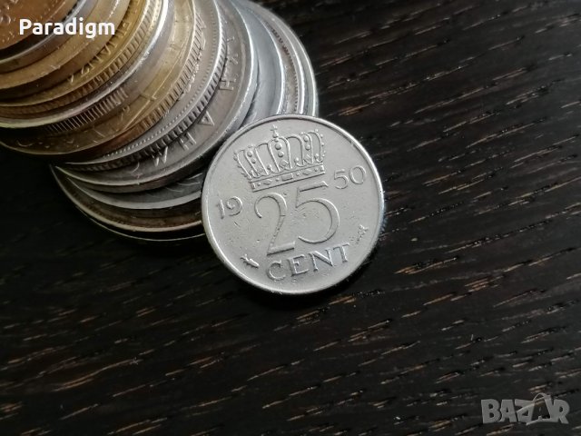 Монета - Холандия - 25 цента | 1950г., снимка 1 - Нумизматика и бонистика - 28786412