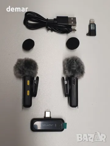 YEJATA Безжичен микрофон с цифров дисплей за батерията - 2 броя USB-C мини микрофон, снимка 8 - Микрофони - 50420077