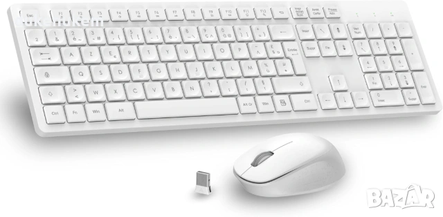 Безжичен комплект клавиатура и мишка – ултратънък и тих (AZERTY)