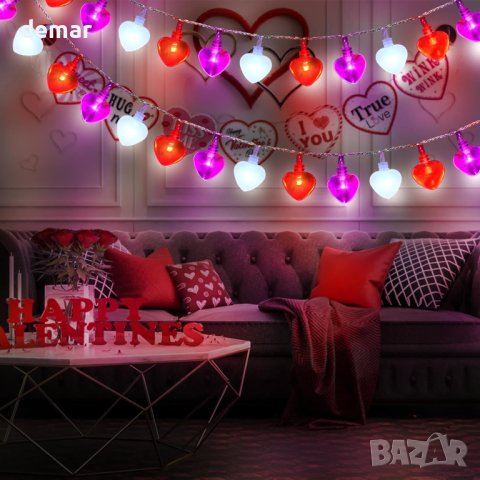 Ezzfairy 45 LED лампи сърца свети валентин за външна декорация (8 режима), снимка 4 - Лед осветление - 43976953