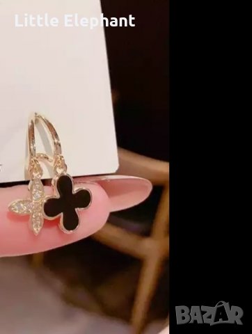 Висящи обеци,Black and Gold,flowers,бранд/нови, снимка 1