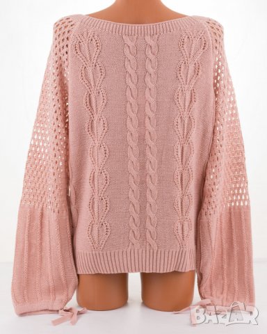 Розов лек пуловер с ажурени елементи марка Fobya , снимка 3 - Блузи с дълъг ръкав и пуловери - 32933269
