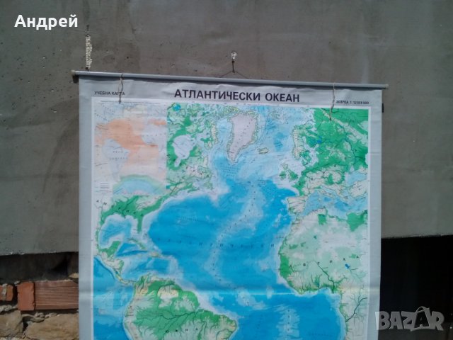 Стара карта Атлантически океан, снимка 2 - Други ценни предмети - 28597333