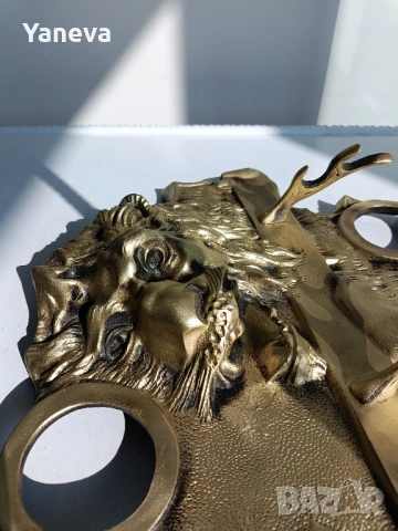 Бронзова ,стара мастилница , Царство България , масивна, детайлна изработка с лъвска глава . , снимка 7 - Антикварни и старинни предмети - 53434575