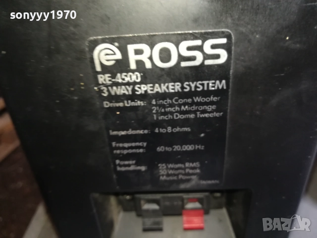ROSS METTAL SPEAKERS-ВЧЕРА ВНОС ОТ SWISS 0711251538LCHERY2, снимка 4 - Тонколони - 52333311