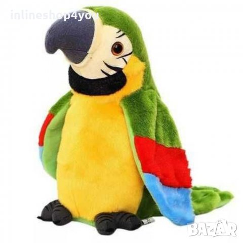 Музикален пеещ и говорещ плюшен папагал играчка, снимка 3 - Плюшени играчки - 35133209