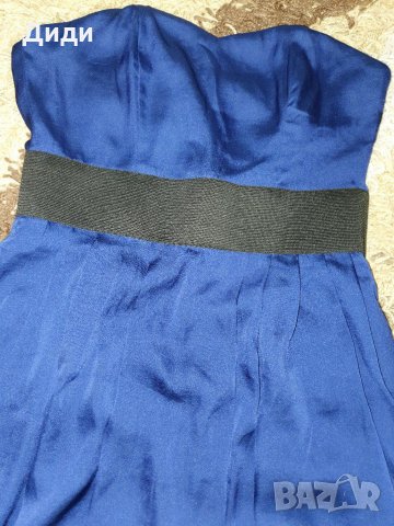 Синя сатен рокля, снимка 2 - Рокли - 28644437