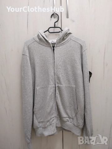 Stone Island L size Мъжки светлосив суитшърт с цип и качулка, снимка 6 - Спортни дрехи, екипи - 52925924