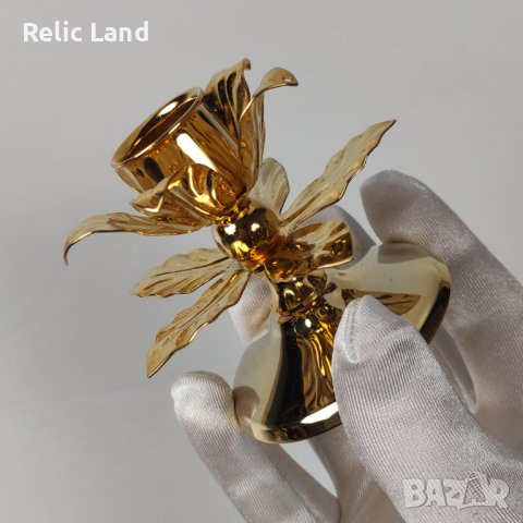 Малък свещник с 24k позлата, снимка 7 - Антикварни и старинни предмети - 43885714