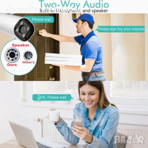 Комплект 4бр AI Smart камери с пълноцветно нощно виждане и NVR за професионално видеонаблюдение, снимка 5 - Комплекти за видеонаблюдение - 52834801