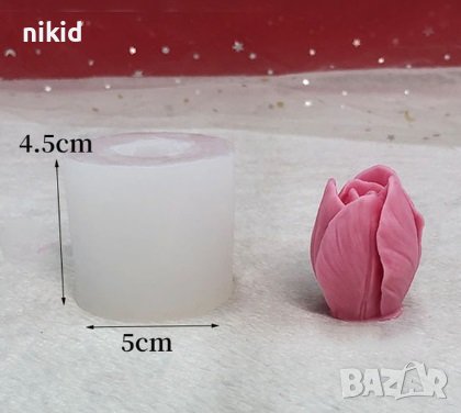 2 размера 3d Затворено Лале силиконов молд форма декорация украса фондан шоколад гипс свещ, снимка 6 - Форми - 30355180