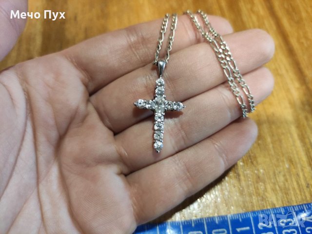 Сребърен синджир с кръст (105), снимка 5 - Колиета, медальони, синджири - 39180220