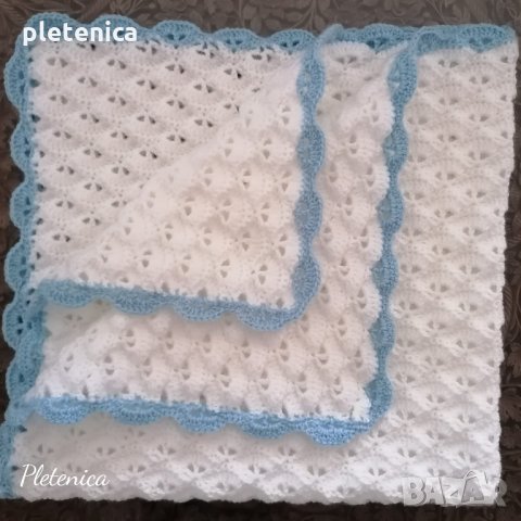 Нежно плетено бебешко одеялце Ръчна изработка, снимка 1 - Спално бельо и завивки - 32607954