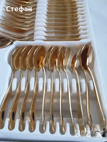 Комплект позлатени прибори, снимка 4 - Антикварни и старинни предмети - 50310371