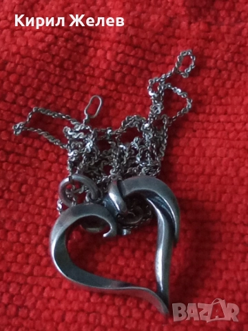 АР НУВО СРЕБЪРЕН ПЕНДАНТ СЪРЧИЦЕ ЛАКИРАНО СРЕБРО ВИСОКА ПРОБА с НЕЖНА 925 СРЕБЪРНА ВЕРИЖКА 35444, снимка 12 - Антикварни и старинни предмети - 50417137