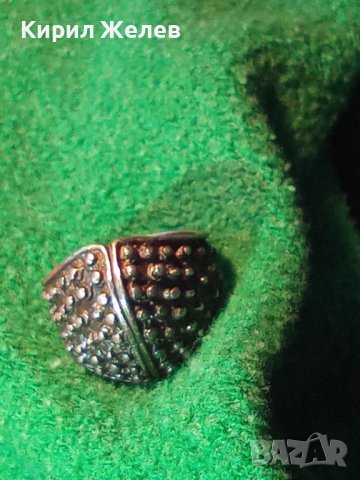 СТАРИНЕН СРЕБЪРЕН ПРЪСТЕН ВИСОКА ПРОБА ОКСИДИРАНО СРЕБРО ГРАНУЛАЦИЯ МАЙСТОРСКИ ВИНТИДЖ 24666, снимка 2 - Антикварни и старинни предмети - 34628458