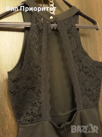 Къс панталон с горна част с гол гръб- официално елегантен сексапилен черно трико с дантелен елемент, снимка 7 - Къси панталони и бермуди - 37247152