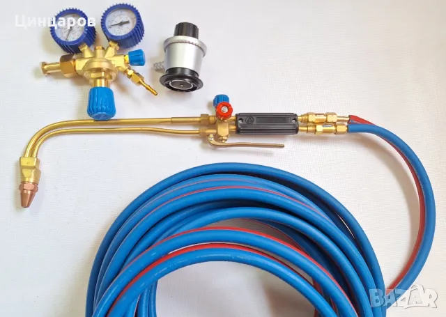 Резак 500мм,двутръбен,маркуч 10м.сдвоен,регулатори кислород и пропан-бутан 