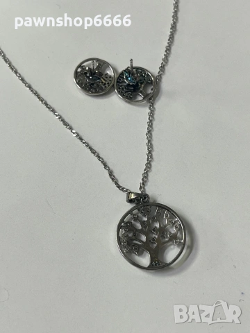 Сребърен комплект 925 / обици + колие /, снимка 2 - Колиета, медальони, синджири - 53605331