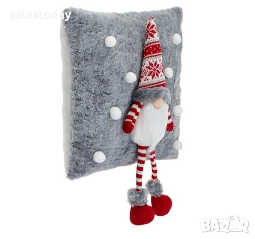 Коледна Възглавница джудже/ Коледен Гном, сива, 3D, снимка 4 - Възглавници - 52373966