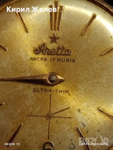 Рядък механичен часовник Aretta swiss made няма стъкло с позлата Au 10 за КОЛЕКЦИОНЕРИ 51530, снимка 2 - Антикварни и старинни предмети - 52351977