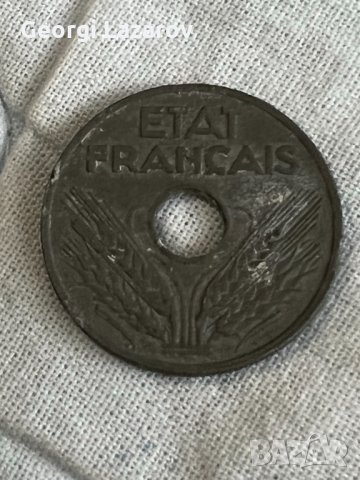 20 сантима Вишистка Франция 1943, снимка 2 - Нумизматика и бонистика - 35649368