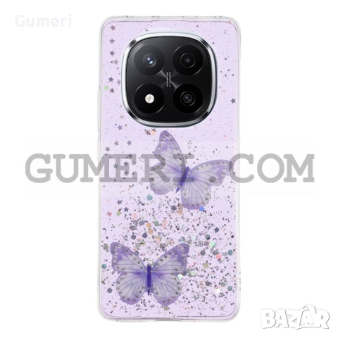 Xiaomi Redmi Note 14 Pro 5G Силиконов Гръб с Пеперуди, снимка 2 - Калъфи, кейсове - 52176543