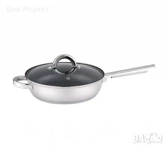 Тиган с капак Rosberg 24x6.5см., Неръждаема стомана, Мраморно покритие, снимка 3 - Съдове за готвене - 49467891
