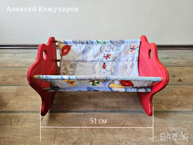 Дървено кошче люлка за кукли, снимка 2 - Други - 51016594