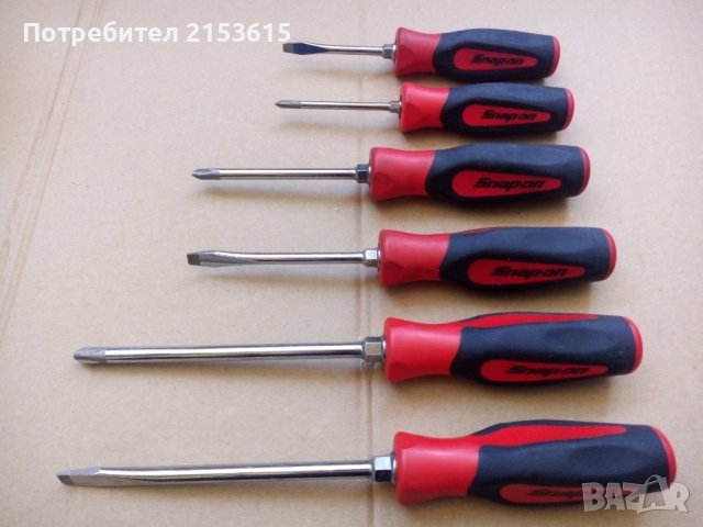 snap on 6 броя качествени отвертки Soft Grip червени-черни комплект оригинални 