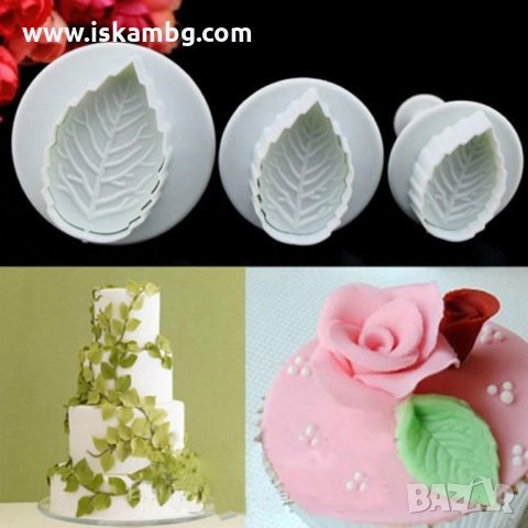 Резци за фондан с бутало, 3 размера листа - код 3327, снимка 6 - Форми - 35410402