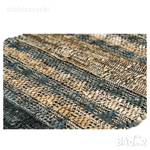 Килим тип черга с ресни, черно с бежово, 3 размера, снимка 5 - Килими - 53511558