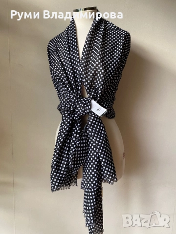 Черен шал на точки, Dixie, 100 % вискоза, с етикет