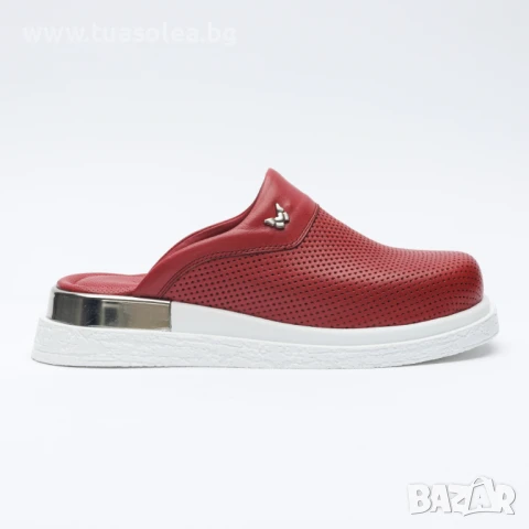 Червени анатомични чехли от естествена кожа | Марка Tuasolea, снимка 1