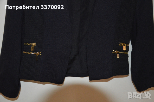 Елегантно тъмно синьо сако с четири декоративни ципа H&M, снимка 3 - Сака - 36576131