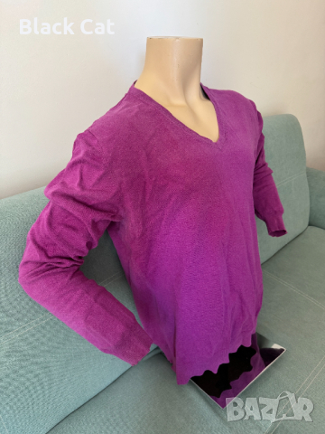 "Jake*s" / "Джейкс" – марков лилав мъжки пуловер, V-Neck, блуза с дълъг ръкав, топ, снимка 4 - Пуловери - 44883428