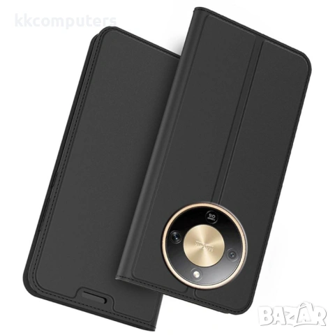 Калъф за Honor Magic8 Lite 5G, Кожен PU, с Прозорец, Джоб за Карти и Вграден Стенд, Магнитно Затваря, снимка 3 - Калъфи, кейсове - 53175010