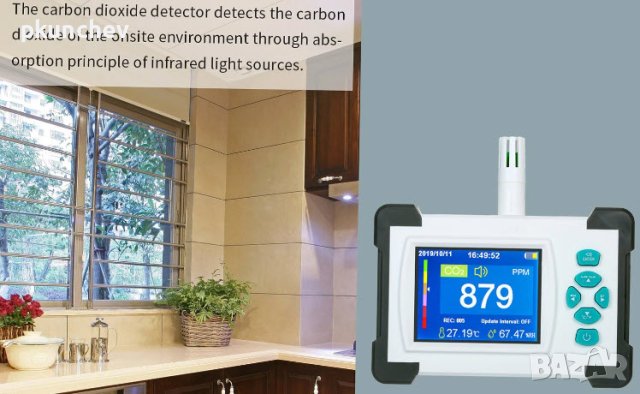 Детектор за въглероден двуокис ,акумулаторен преносим CO2 тестер, снимка 4 - Друга електроника - 40705424