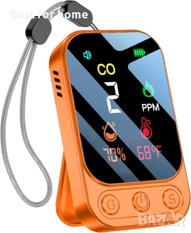 Преносим детектор за въглероден оксид със сензор за температура и влажност [3 в 1]  
