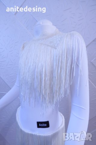 Бяла рокля с ресни за латино танци, снимка 3 - Детски рокли и поли - 44029662