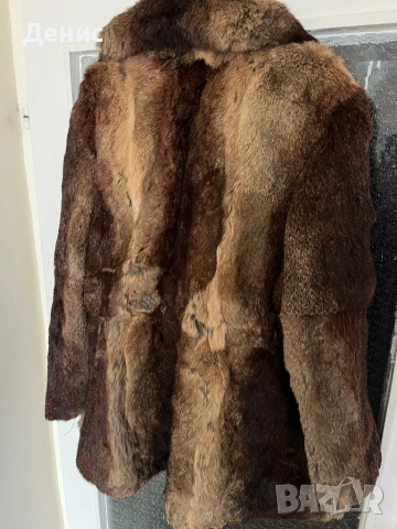 Дълго дамско палто от естествен косъм (нутрия) – L/XL, с подвижна част, ретро модел, снимка 10 - Палта, манта - 53295608