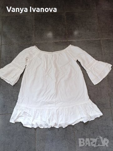 Lascana бяла памучна рокля за плаж, снимка 2 - Рокли - 50747393