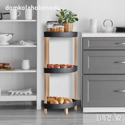 Ъглова Етажерка, Масив и пластмаса 3 етажа, 33x33x80см, снимка 3 - Органайзери - 47561098